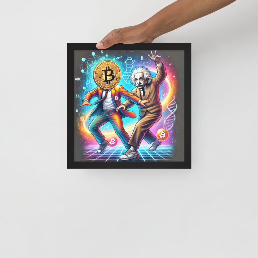 Framed poster - Bitcoin dancing with Albert Einstein - Image 3