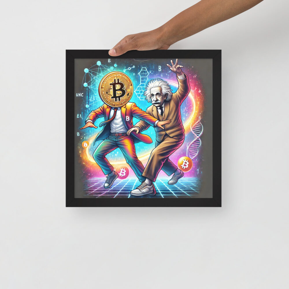 Framed poster - Bitcoin dancing with Albert Einstein - Image 4